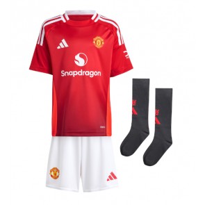 Billiga Manchester United Alejandro Garnacho #17 Hemmatröja Barn 2024-25 Kortärmad (+ Korta byxor)